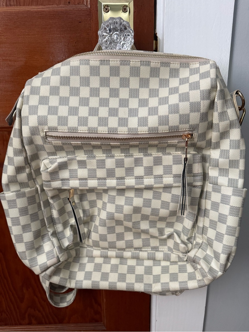 Classic Check Canvas Women’s Backpack - Cream/Gray